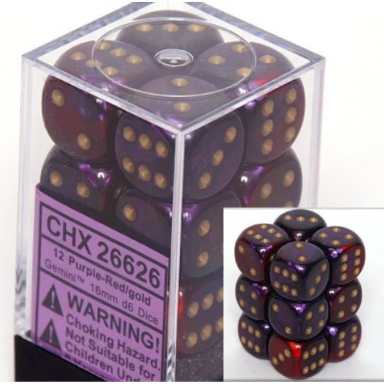 Chessex - 16mm - 12 Dice - Verschiedene Farben Gemini