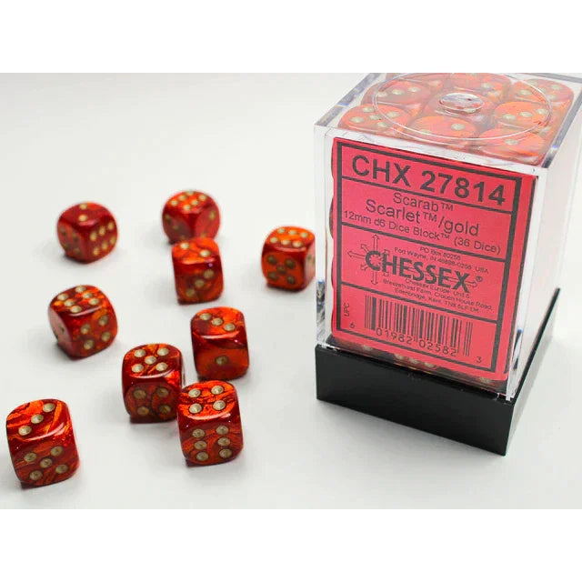 Chessex - 16mm - 12 Dice - Verschiedene Farben Scarab