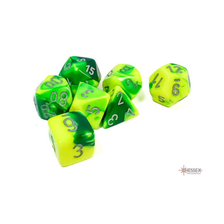 Chessex - 7-Die Set - Gemini Green-Yellow/Silver TCG Zubehör