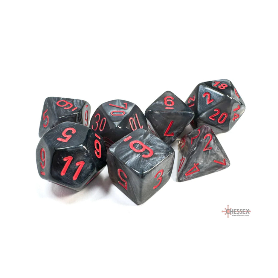 Chessex - 7-Die Set - Velvet Black/Red TCG Zubehör