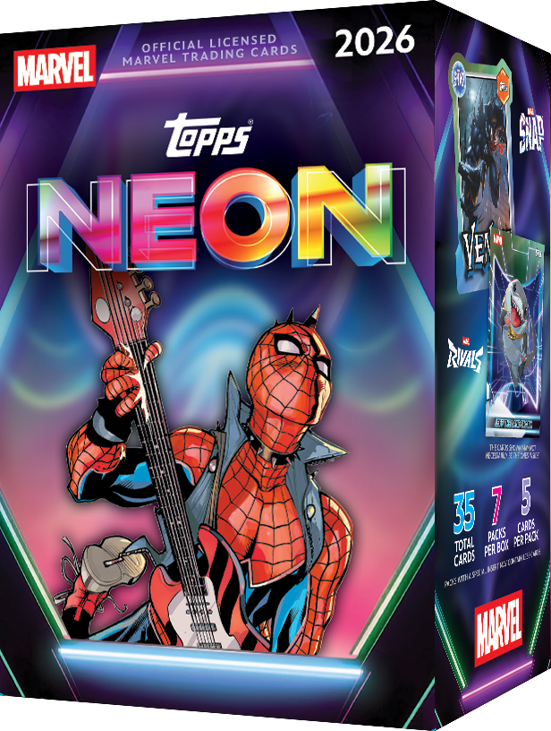 Topps Marvel Neon 2026 Value Box (SE) – Originalverpackung mit Spider-Punk, 35 Karten