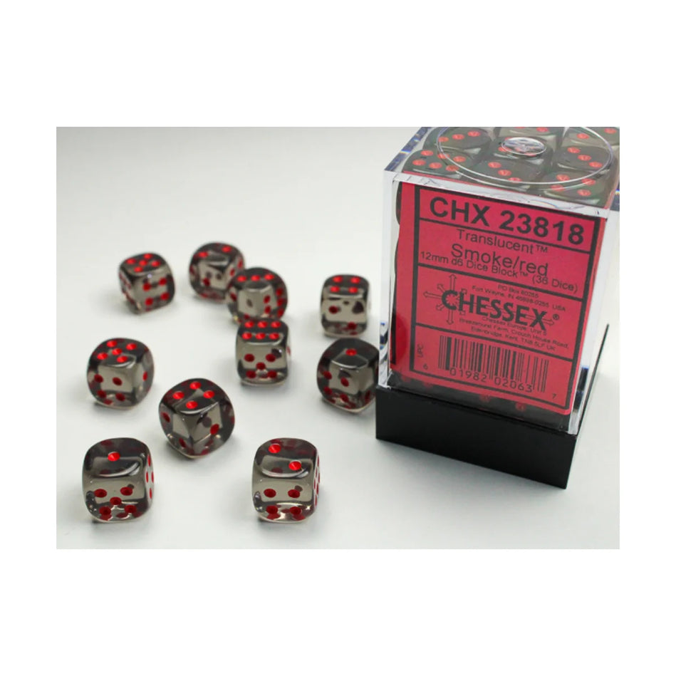 Chessex - 12mm D6 - Dice Block - Translucent Smoked/Red TCG