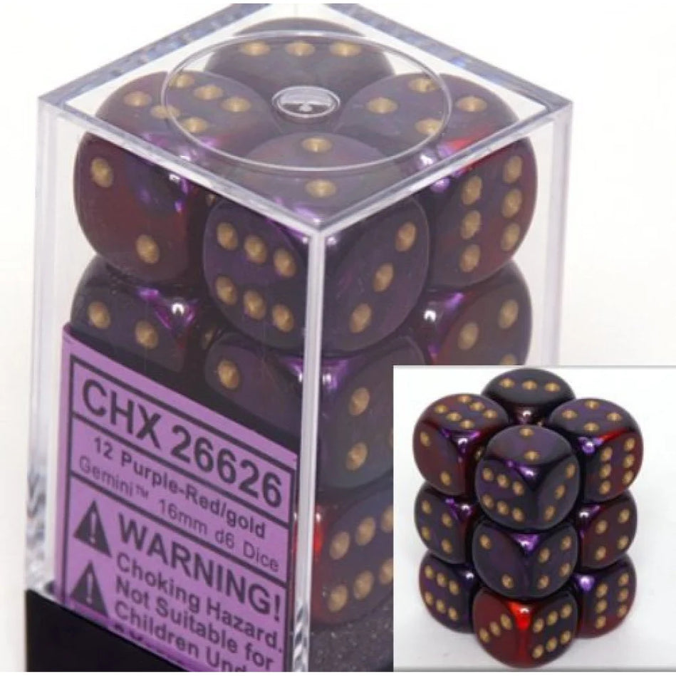 Chessex - 16mm - 12 Dice - Verschiedene Farben Gemini