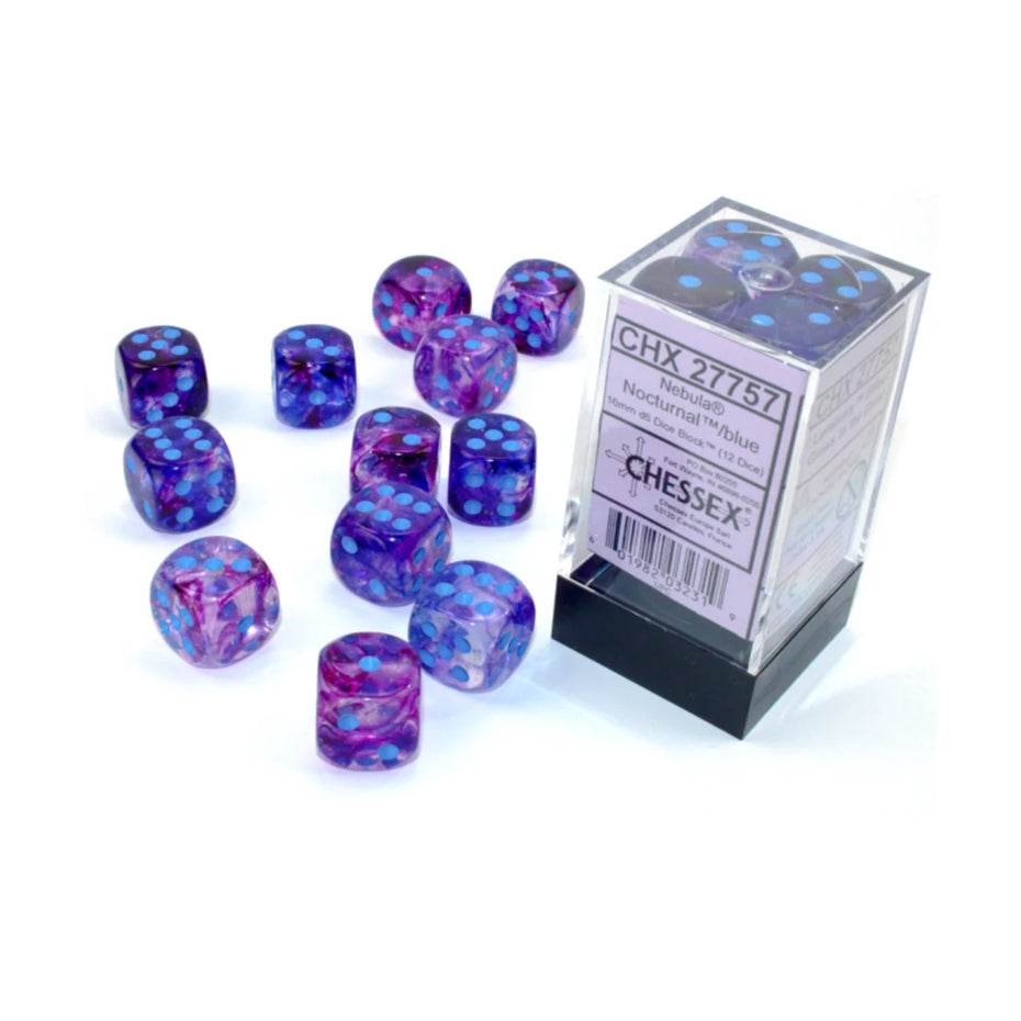 Chessex - 16mm D6 - Dice Block - Nebula Nocturnal/Blue TCG