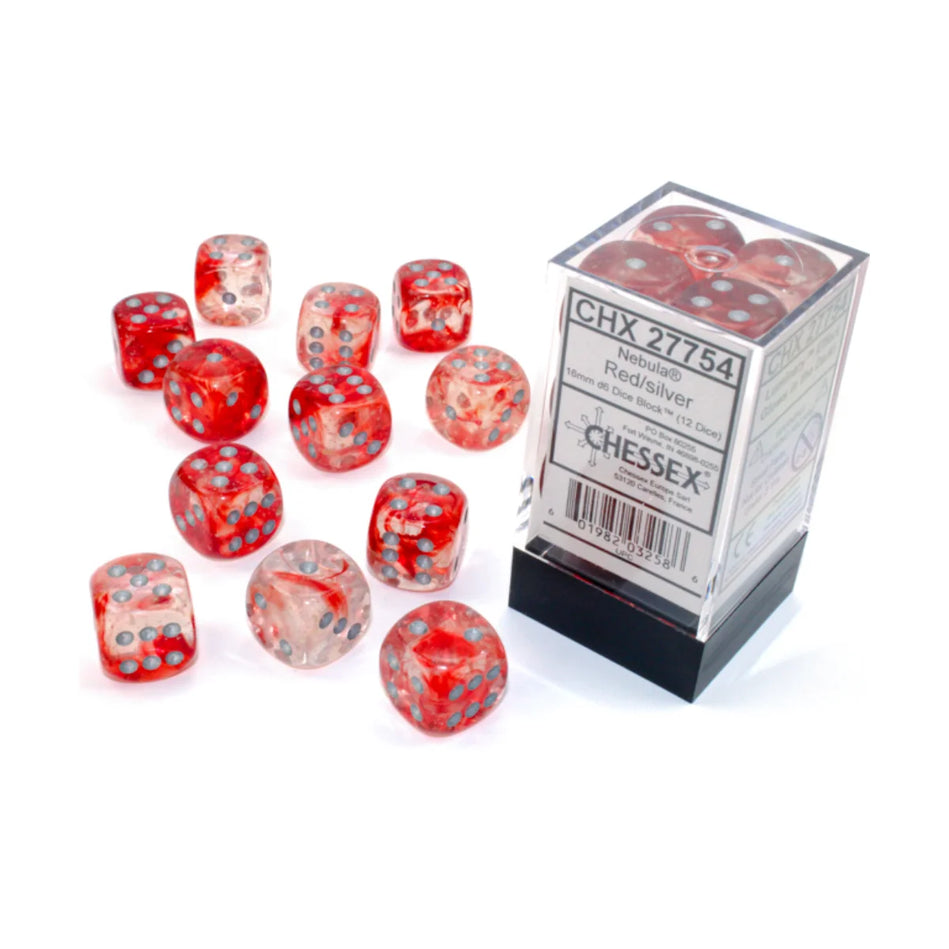 Chessex - 16mm D6 - Dice Block - Nebula Red/Silver TCG