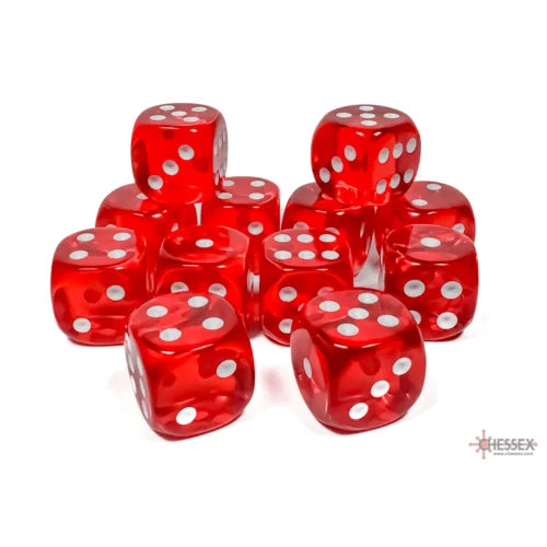 Chessex - 16mm D6 - Dice Block - Translucent Red/White TCG
