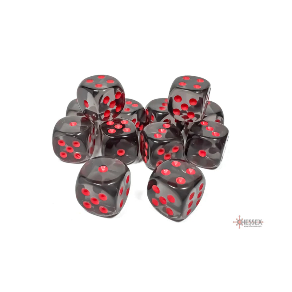 Chessex - 16mm D6 - Dice Block - Translucent Smoke/Red TCG