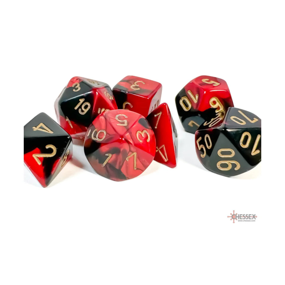 Chessex - 7-Die Set - Gemini Black-Red/Gold TCG Zubehör