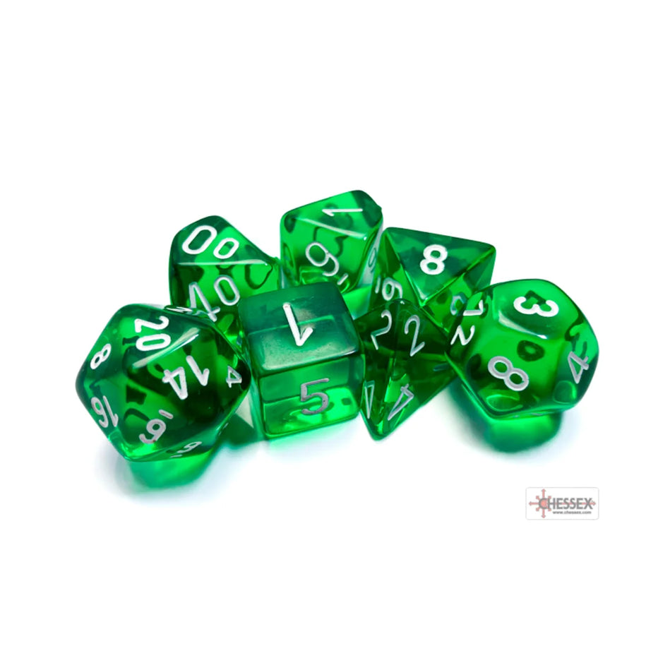 Chessex - 7-Die Set - Translucent Green/White TCG Zubehör