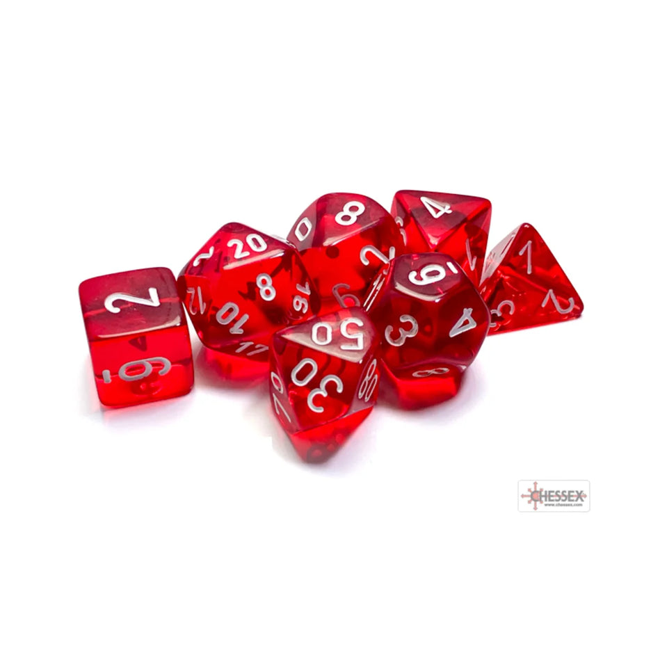 Chessex - 7-Die Set - Translucent Red/White TCG Zubehör