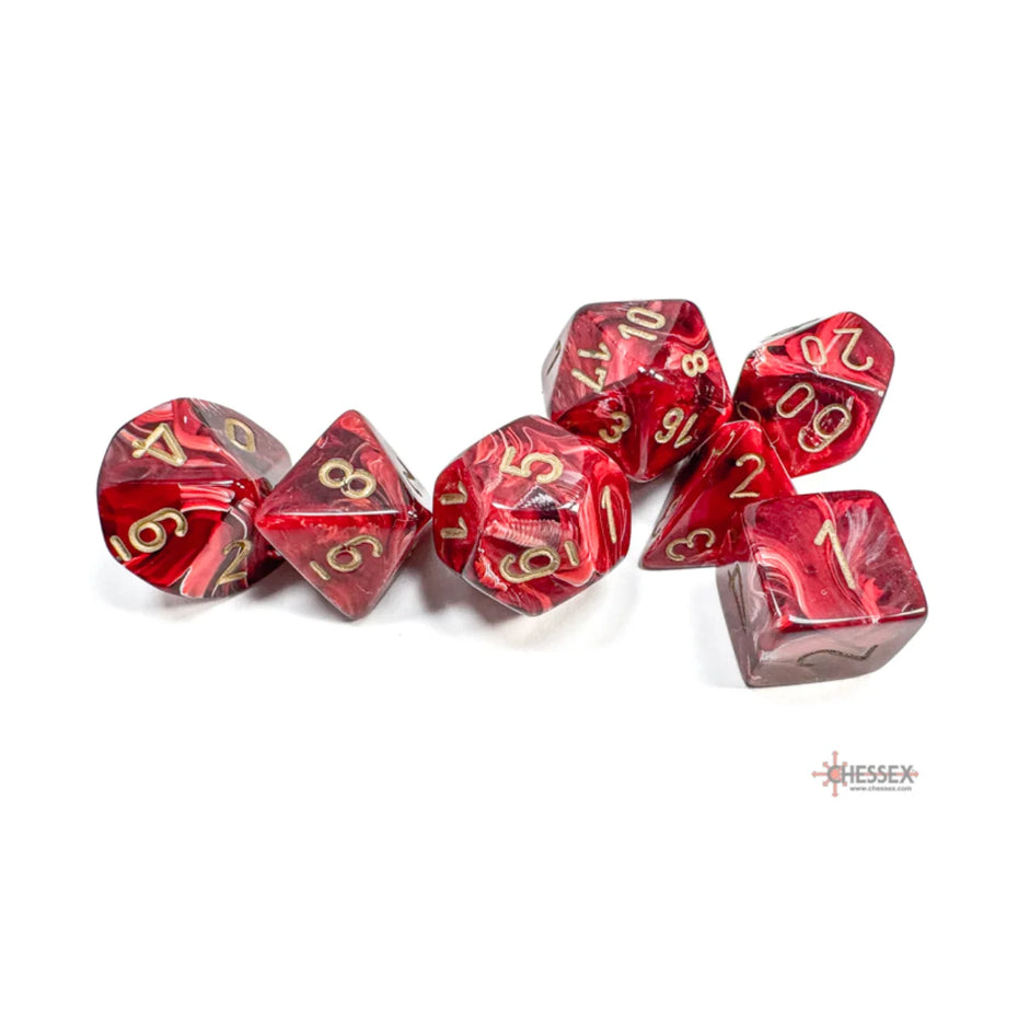 Chessex - 7-Die Set - Vortex Burgundy/Gold TCG Zubehör