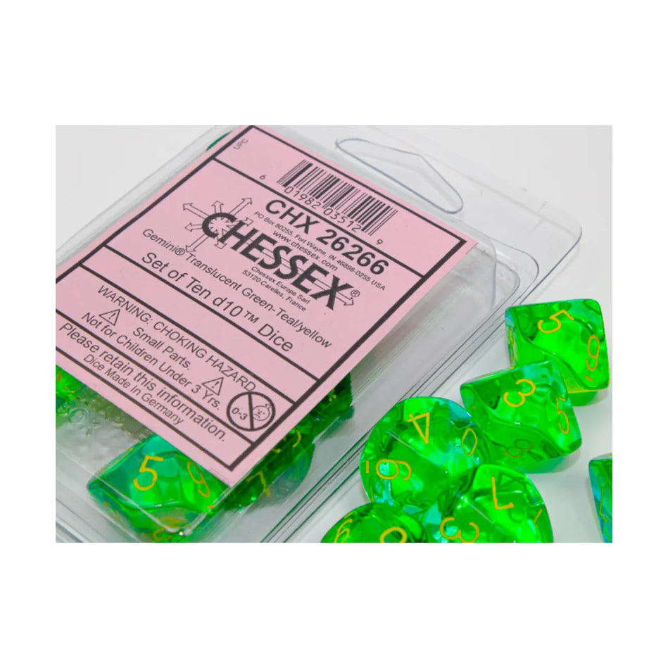 Chessex - Set of Ten d10 Dice Translucent Gemini