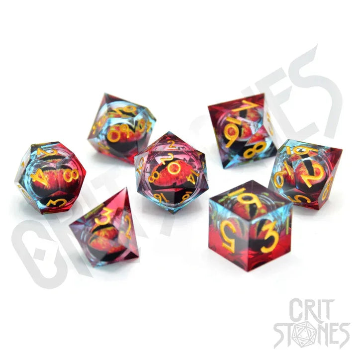CritStones Liquid Core RPG Dice Set Chromatic Dragon’s Gaze
