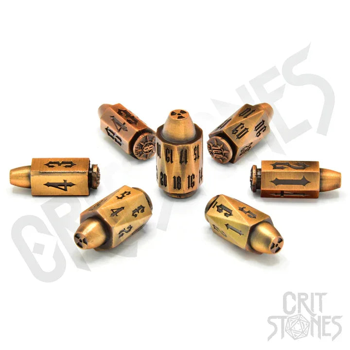 CritStones Metall RPG Dice Set Ballistic Brass Rollenspiele