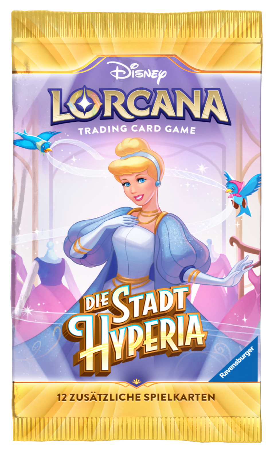 Disney Lorcana Die Stadt Hyperia (Set 14) Booster - DE – Beispielmotiv Cinderella; zufälliges Verpackungsmotiv