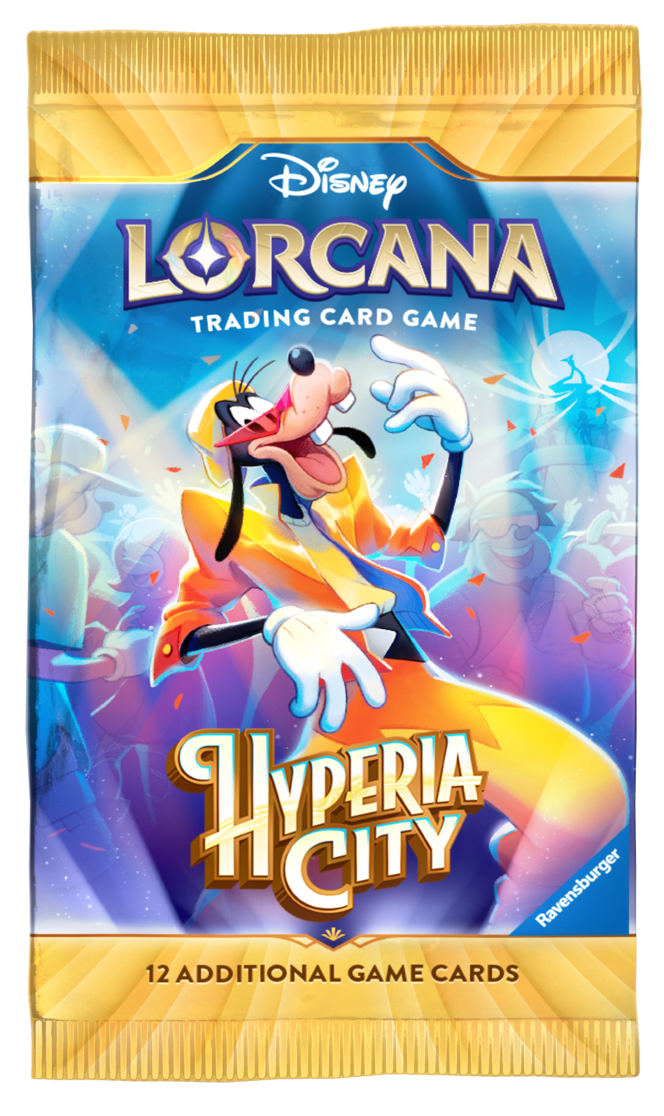 Disney Lorcana Hyperia City (Set 14) Booster - EN – Beispielmotiv Goofy; zufälliges Verpackungsmotiv