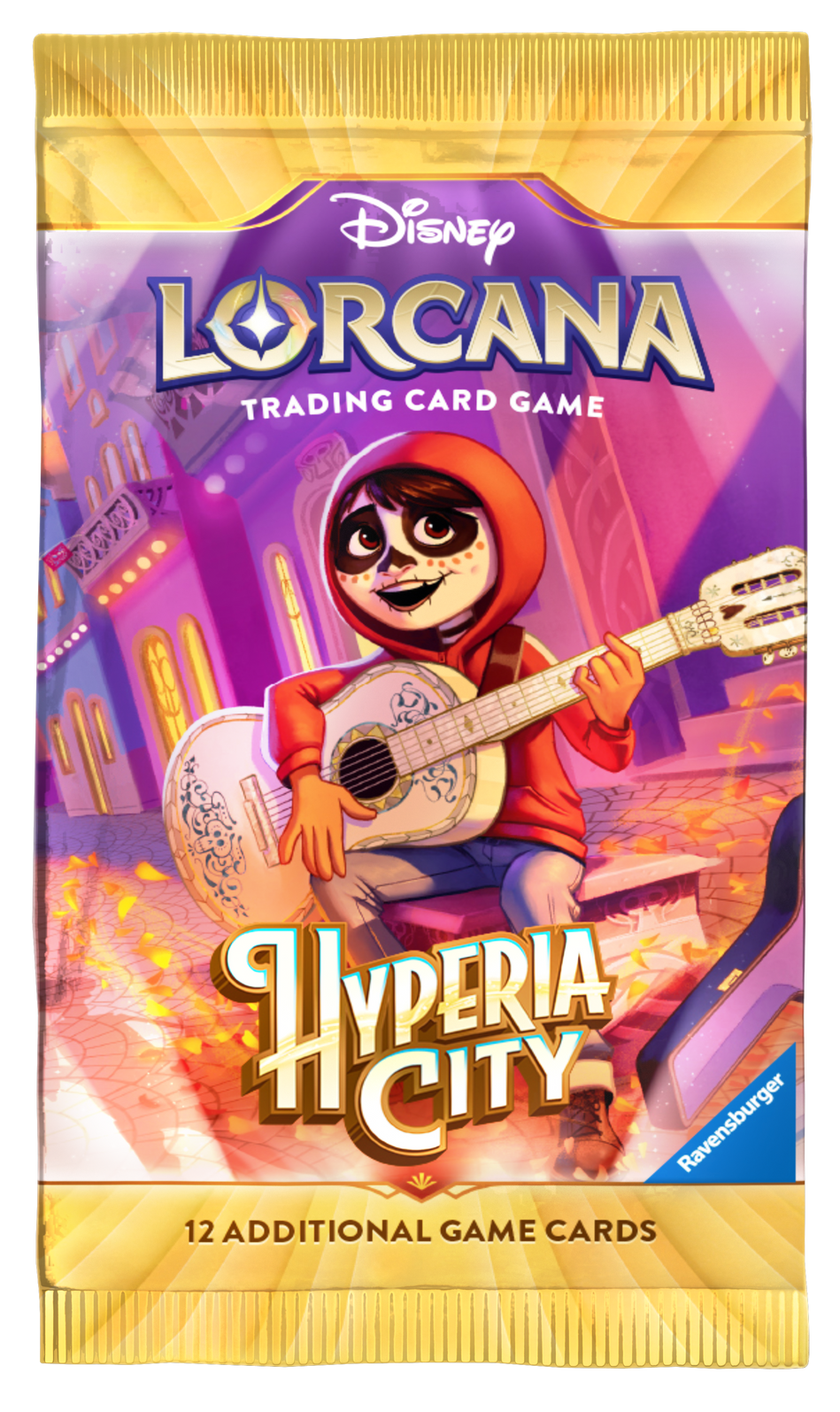 Disney Lorcana Hyperia City (Set 14) Booster - EN – Beispielmotiv Miguel; zufälliges Verpackungsmotiv