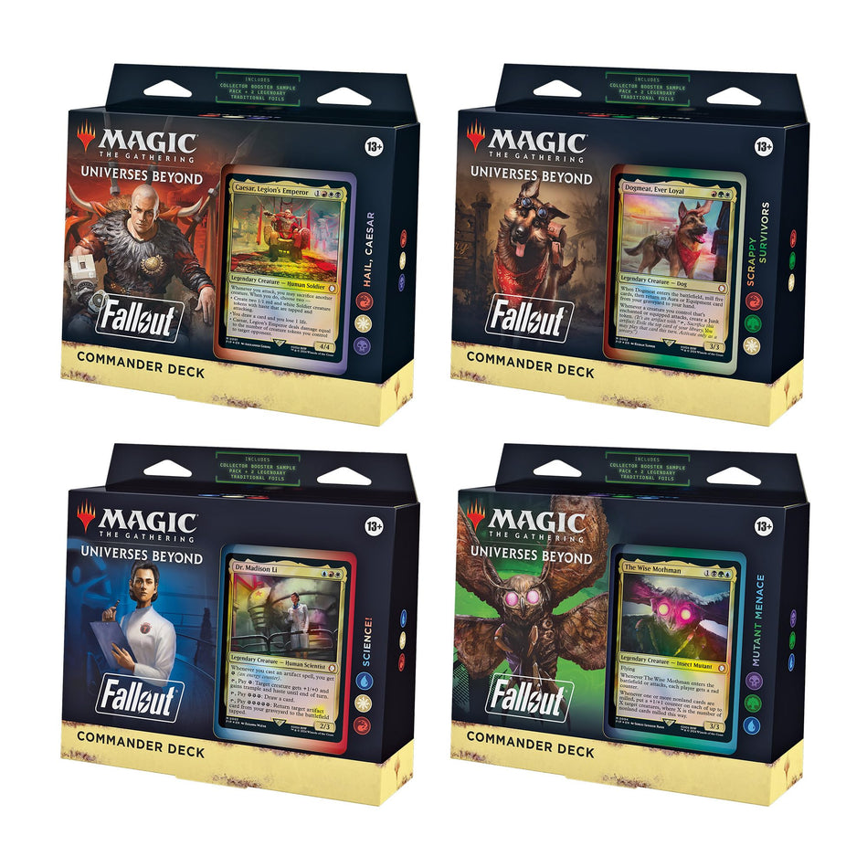 Magic: The Gathering Fallout Commander Deck Display – alle vier englischen Decks