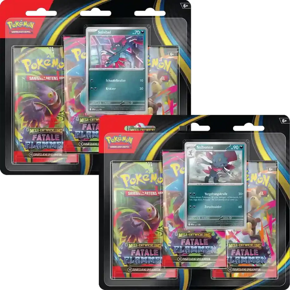 Pokémon Fatale Flammen ME02 3-Pack-Blister DE
